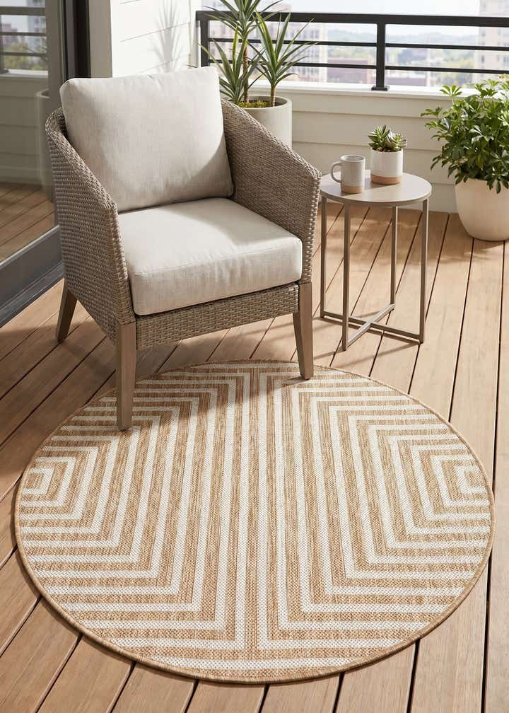 3' x 3' Easy-Clean Modern Indoor / Outdoor Round Rug