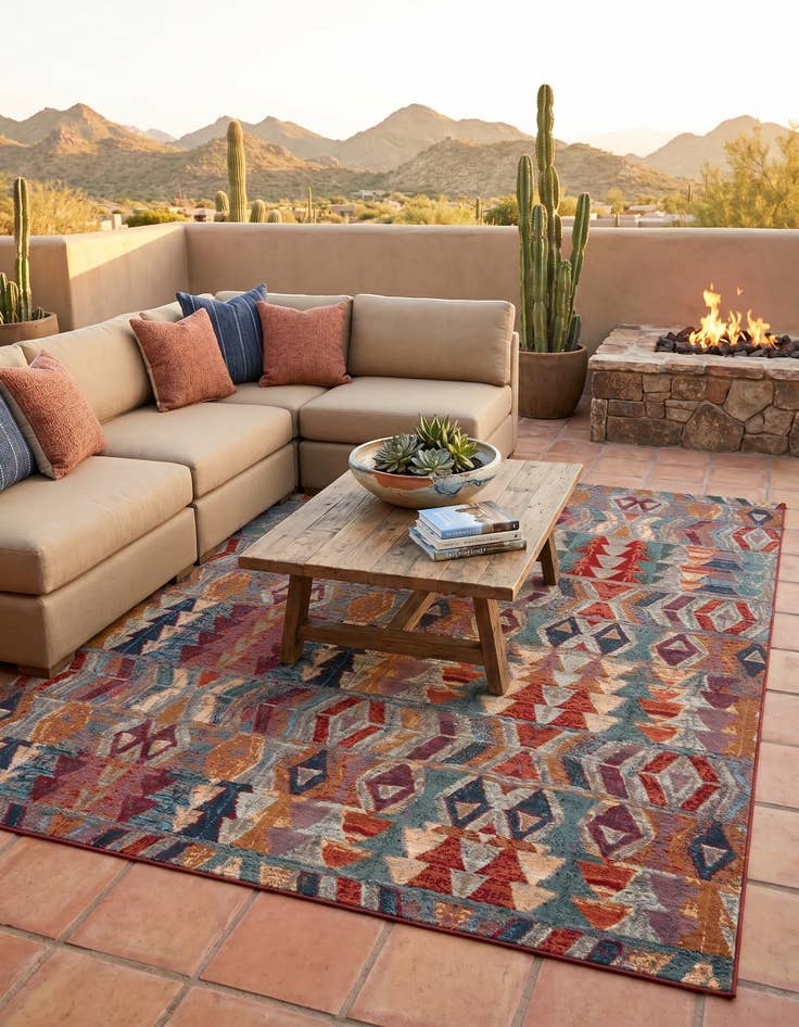 Detail image of 10' x 13' Easy-Clean Modern Indoor / Outdoor Rug