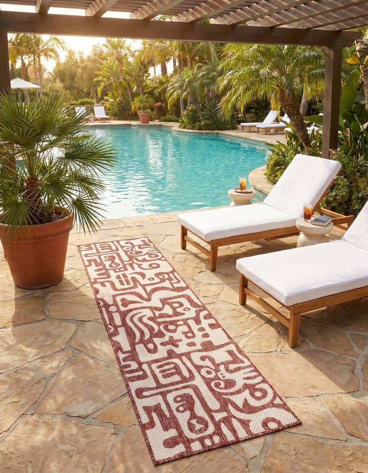 Detail image of 2' x 8' Easy-Clean Modern Indoor / Outdoor Runner Rug