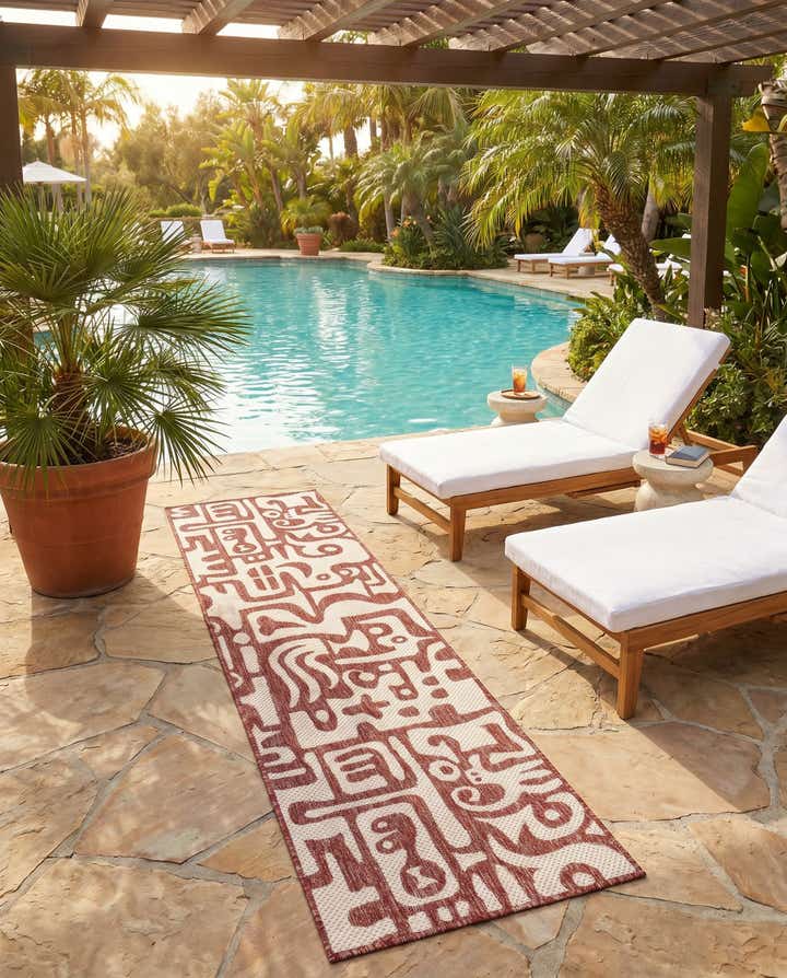 2' x 8' Easy-Clean Modern Indoor / Outdoor Runner Rug