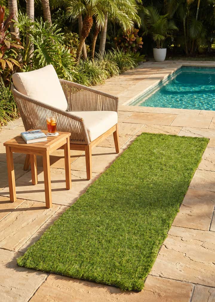 2' x 5' Easy-Clean Grass Indoor / Outdoor Runner Rug