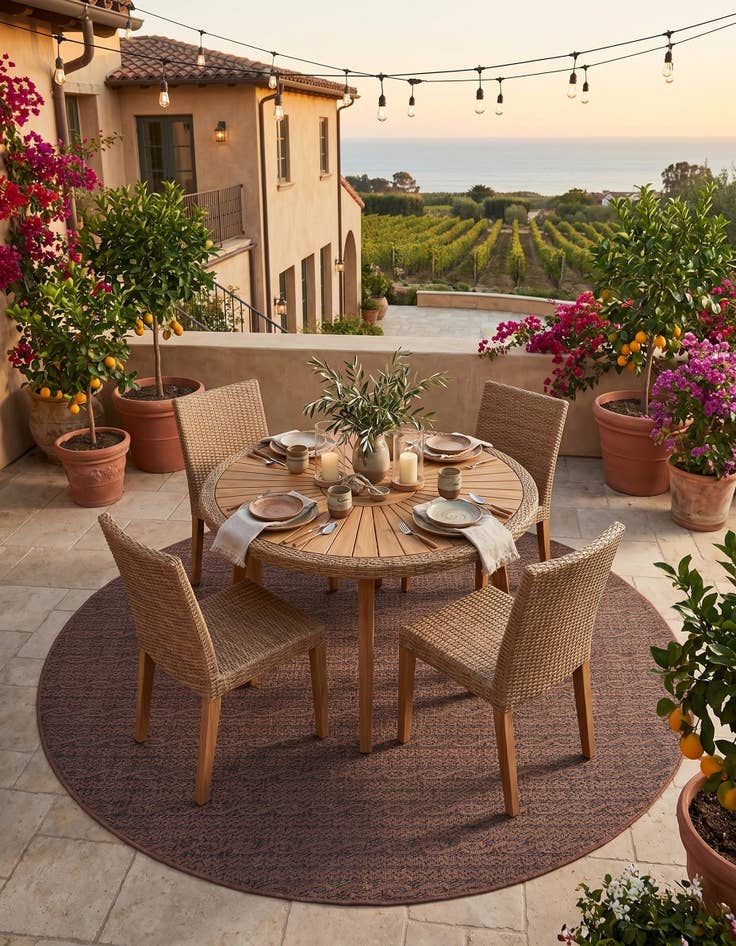 Detail image of 6' x 6' Easy-Clean Modern Indoor / Outdoor Round Rug