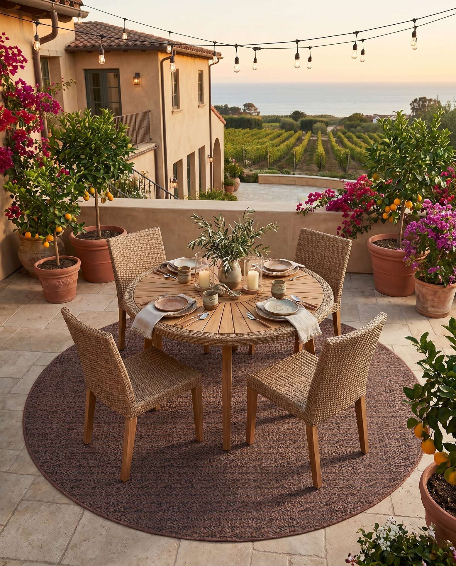 6' x 6' Easy-Clean Modern Indoor / Outdoor Round Rug