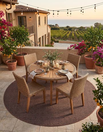 Brown Easy-Clean Modern Indoor / Outdoor Round Rug