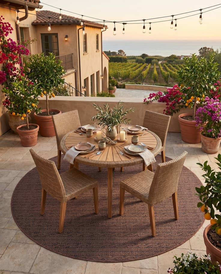 Detail image of 6' x 6' Easy-Clean Modern Indoor / Outdoor Round Rug
