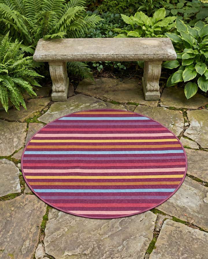 3' x 3' Easy-Clean Ribbon Indoor / Outdoor Round Rug