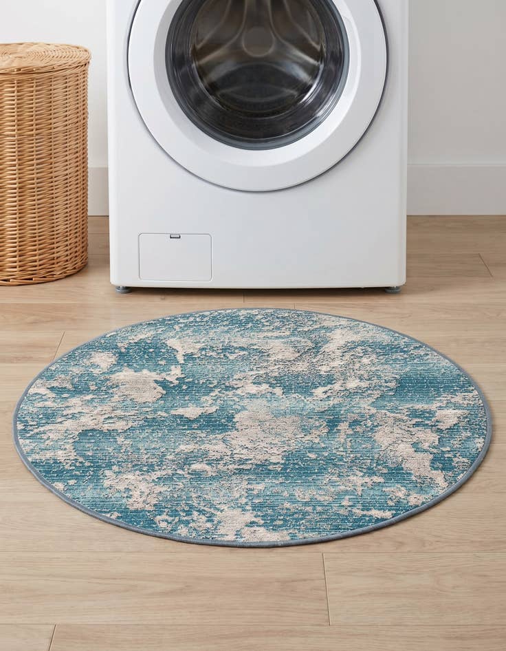 Detail image of 3' x 3' Easy-Clean Modern Indoor / Outdoor Round Rug