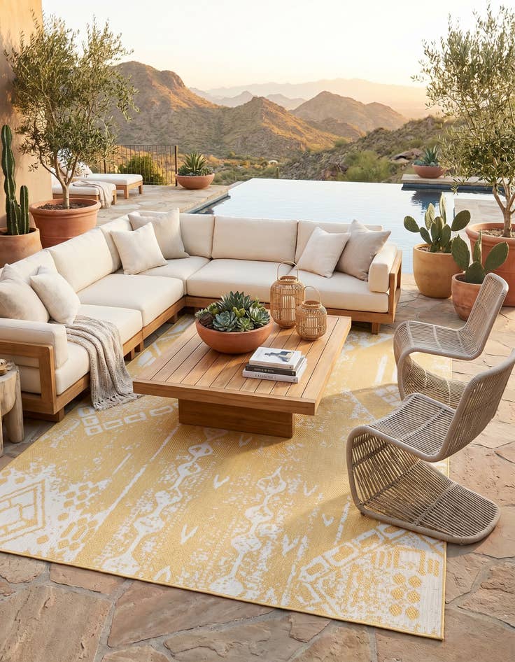 Detail image of 9' x 12' Easy-Clean Bohemian Indoor / Outdoor Rug