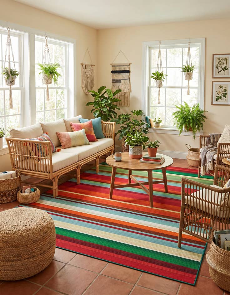 Detail image of 7' 10 x 10' Easy-Clean Modern Indoor / Outdoor Rug