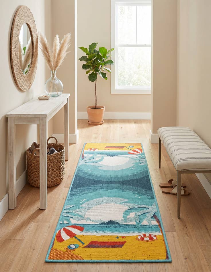 Detail image of 2' x 5' Easy-Clean Coastal Indoor / Outdoor Runner Rug