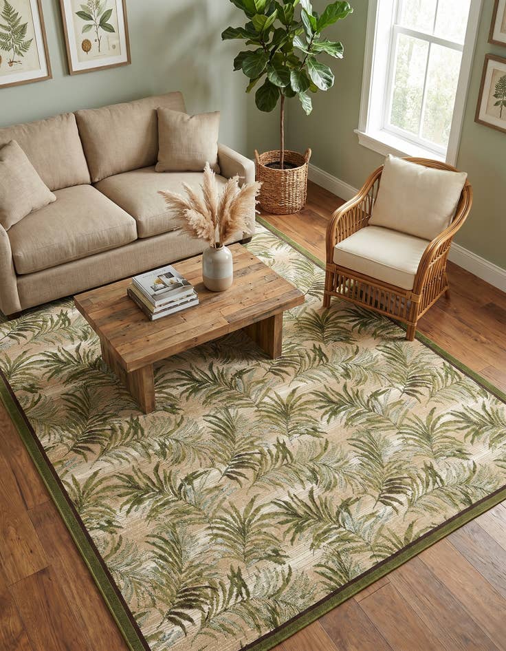 Detail image of 7' 10 x 10' Easy-Clean Botanical Indoor / Outdoor Rug