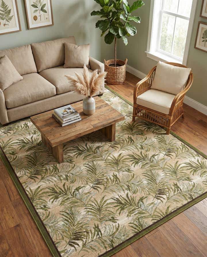 7' 10 x 10' Easy-Clean Botanical Indoor / Outdoor Rug