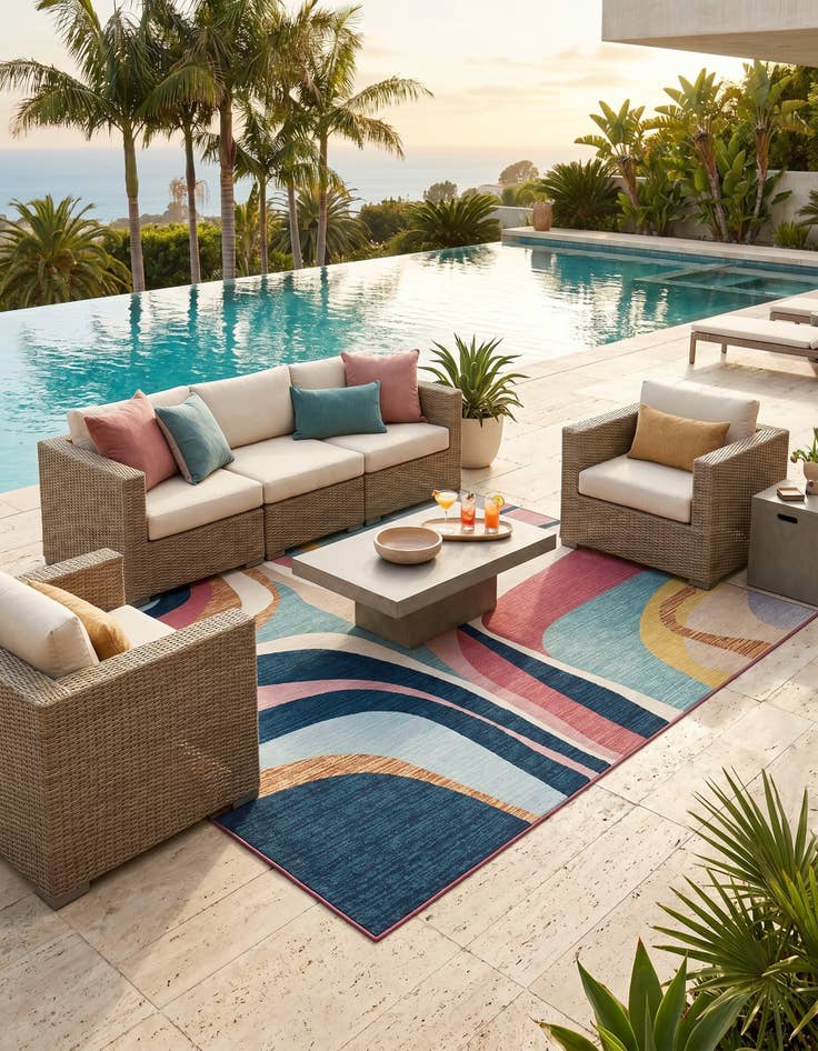 Detail image of 6' x 9' Easy-Clean Modern Indoor / Outdoor Rug