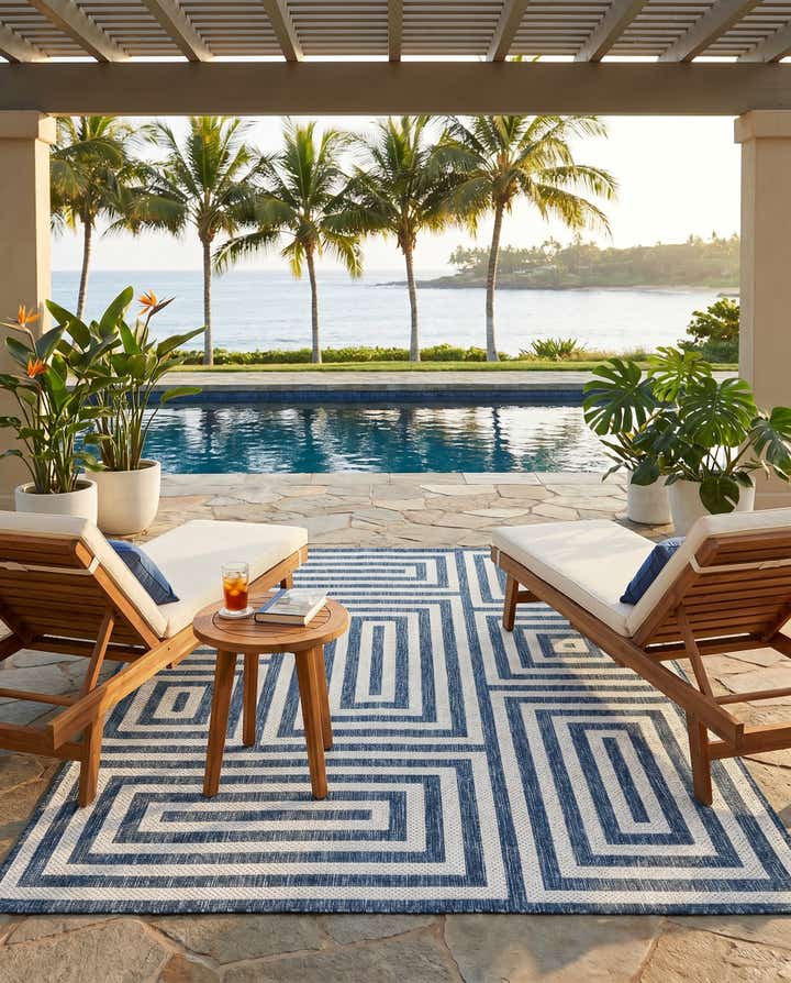 5' 3 x 7' Easy-Clean Modern Indoor / Outdoor Rug