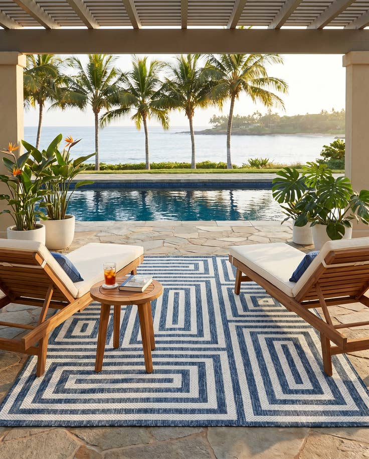 Detail image of 5' 3 x 7' Easy-Clean Modern Indoor / Outdoor Rug