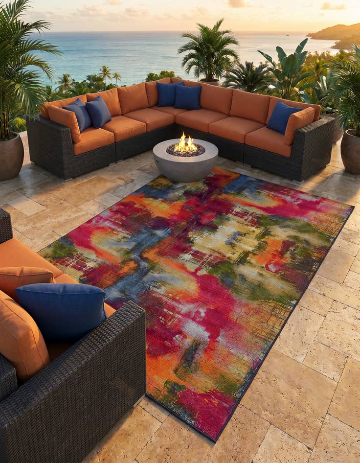 Detail image of 8' x 11' 4 Easy-Clean Modern Indoor / Outdoor Rug