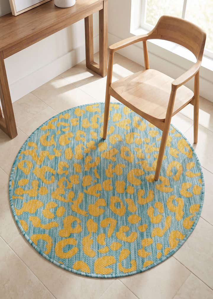 3' x 3' Easy-Clean Safari Indoor / Outdoor Round Rug