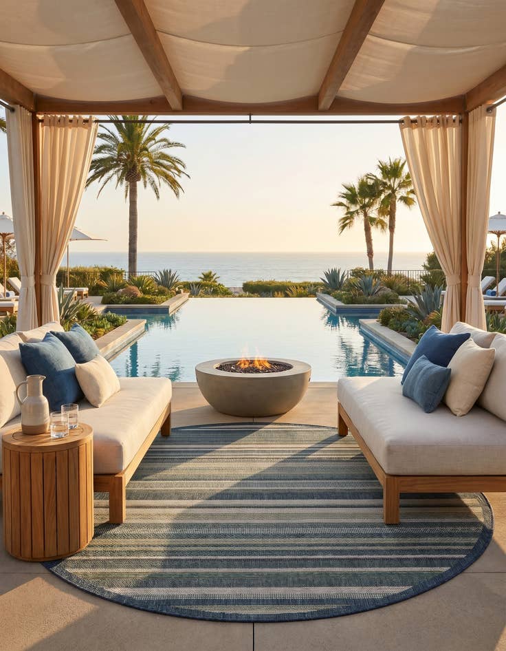 Detail image of 6' x 6' Easy-Clean Baja Indoor / Outdoor Round Rug