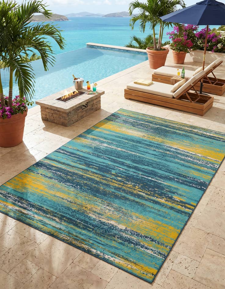 Detail image of 9' x 12' Easy-Clean Coastal Indoor / Outdoor Rug