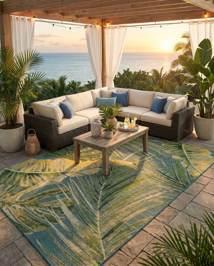 Detail image of 10' x 14' 2 Easy-Clean Botanical Indoor / Outdoor Rug