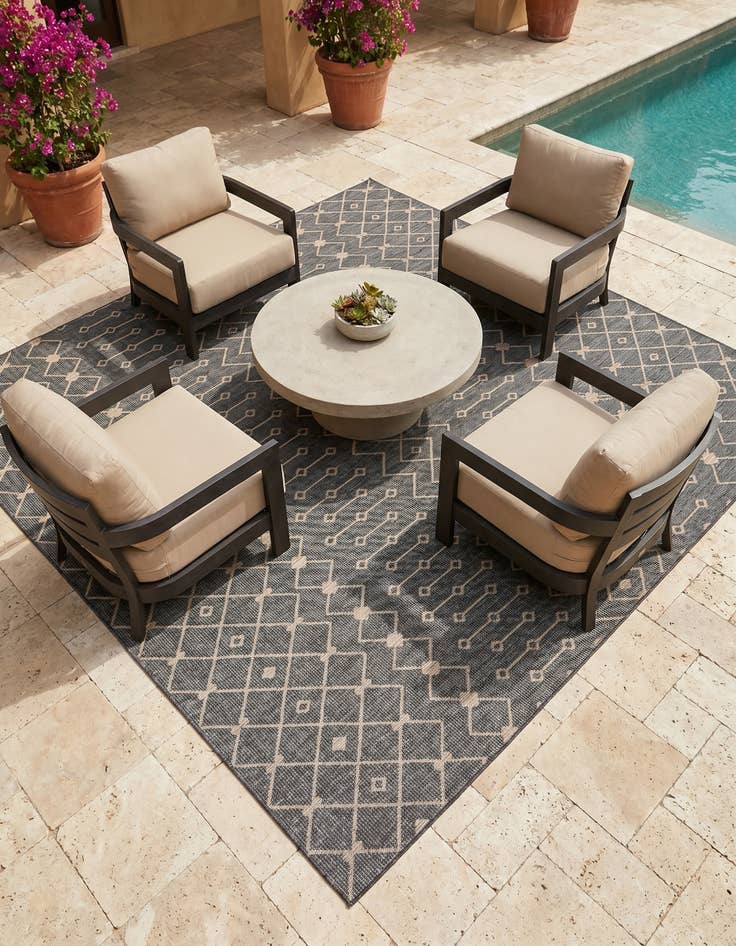 Detail image of 10' 8 x 10' 8 Easy-Clean Lattice Indoor / Outdoor Square Rug