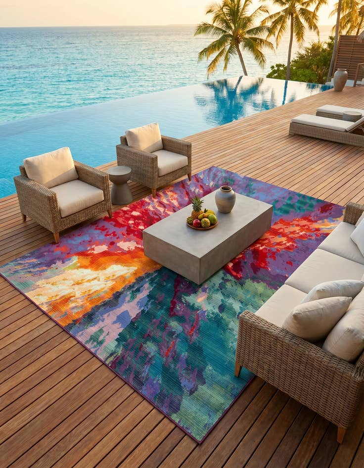 Detail image of 9' x 12' Easy-Clean Modern Indoor / Outdoor Rug