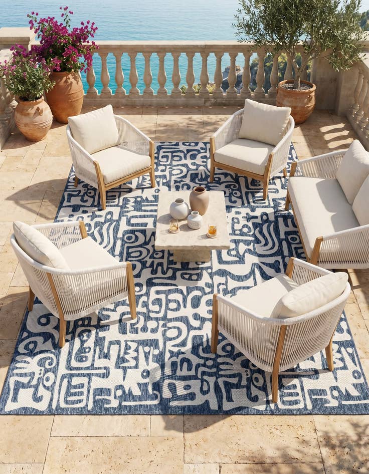 Detail image of 10' x 14' Easy-Clean Modern Indoor / Outdoor Rug