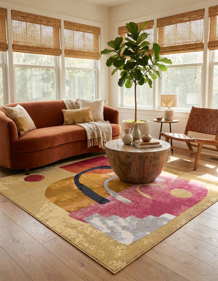 Detail image of 7' 10 x 7' 10 Easy-Clean Modern Indoor / Outdoor Square Rug