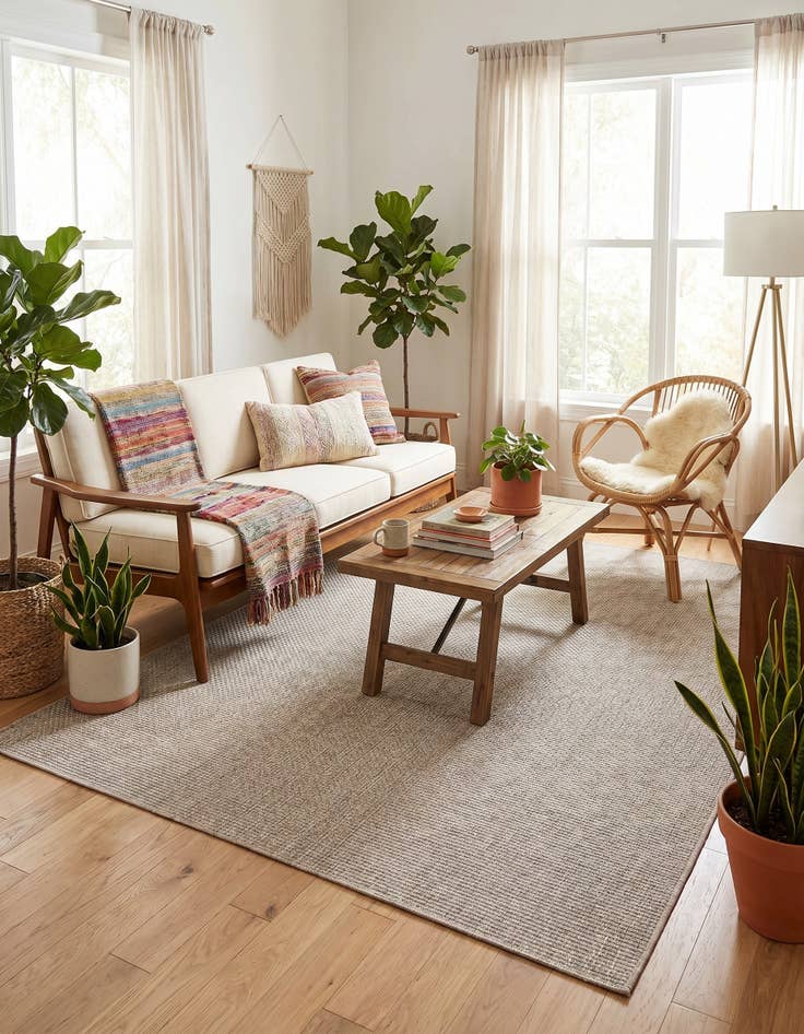 Detail image of 6' x 9' Easy-Clean Solid Indoor / Outdoor Rug