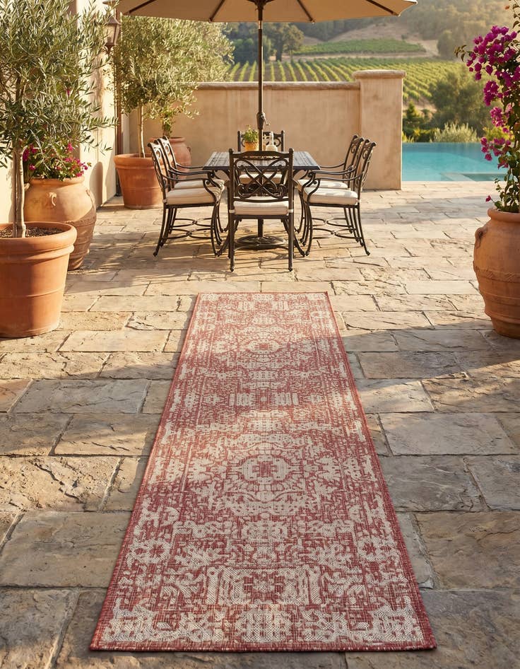 Detail image of 2' 7 x 10' Easy-Clean Traditional Indoor / Outdoor Runner Rug