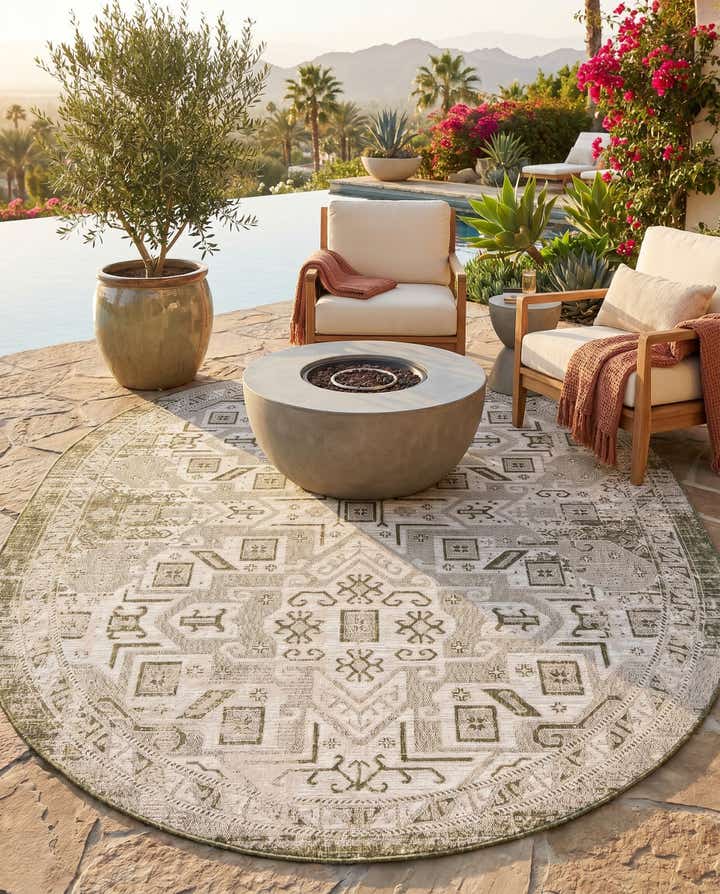 7' 10 x 10' Easy-Clean Aztec Indoor / Outdoor Oval Rug