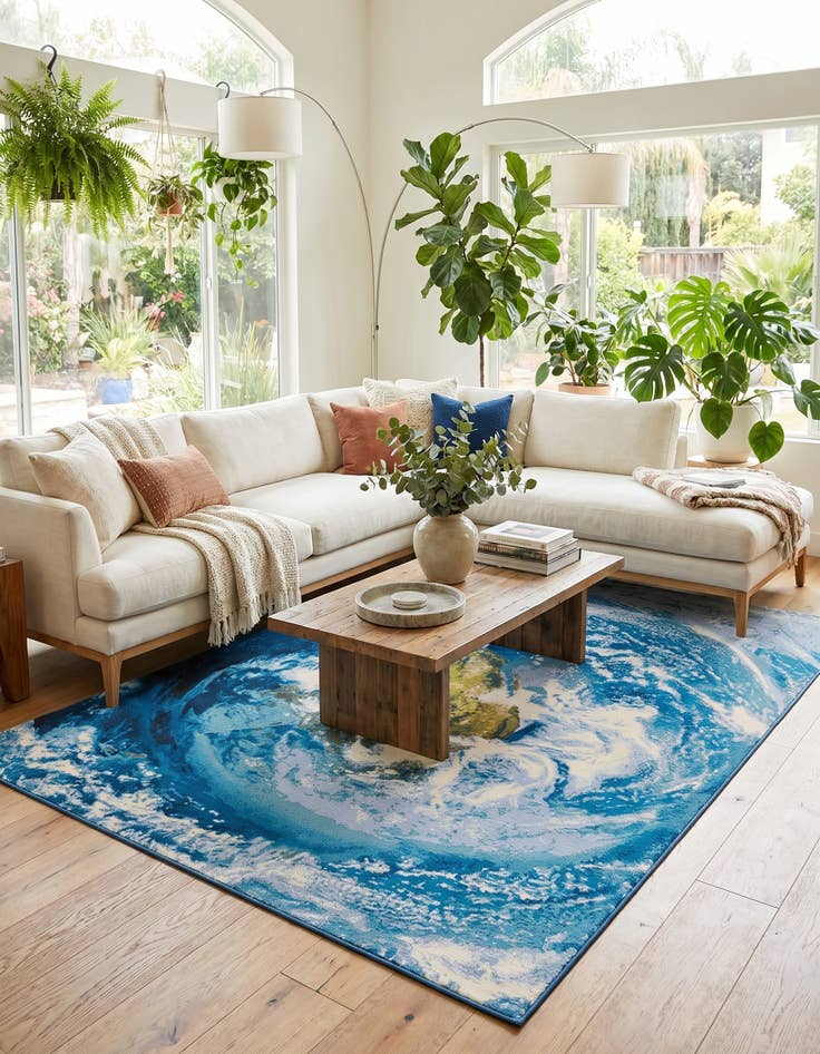 Detail image of 9' x 12' Easy-Clean Modern Indoor / Outdoor Rug