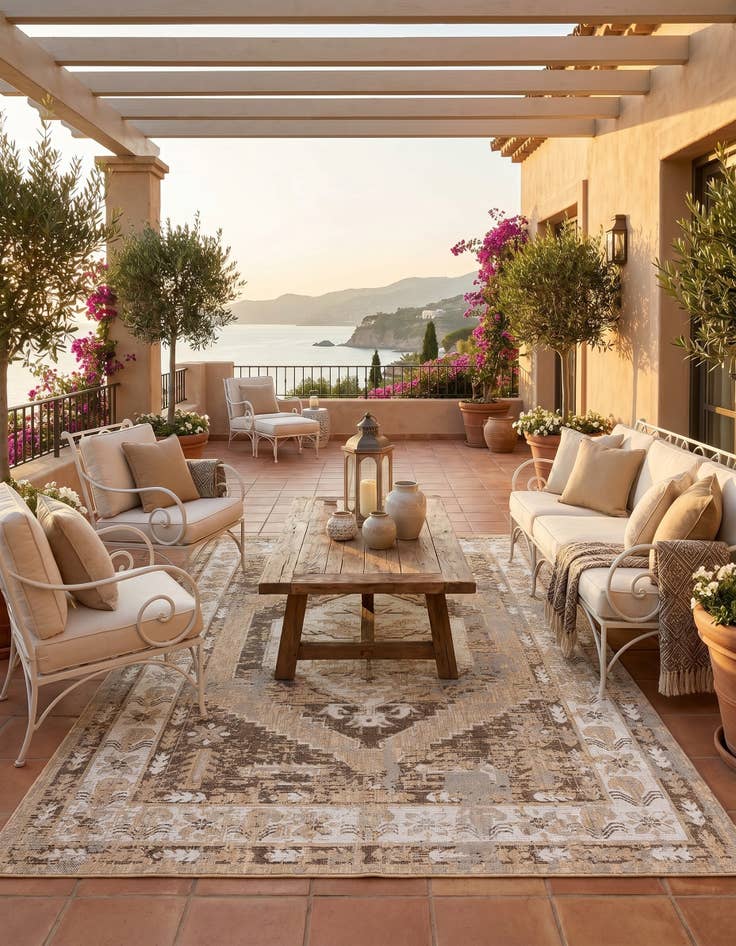 Detail image of 7' x 10' Easy-Clean Traditional Indoor / Outdoor Rug