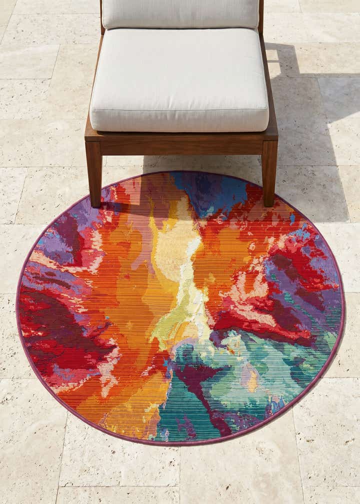 3' x 3' Easy-Clean Modern Indoor / Outdoor Round Rug