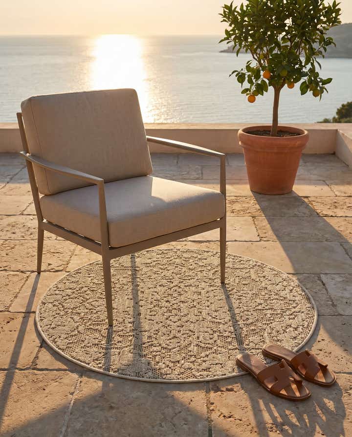 3' 1 x 3' 1 Easy-Clean Traditional Indoor / Outdoor Round Rug