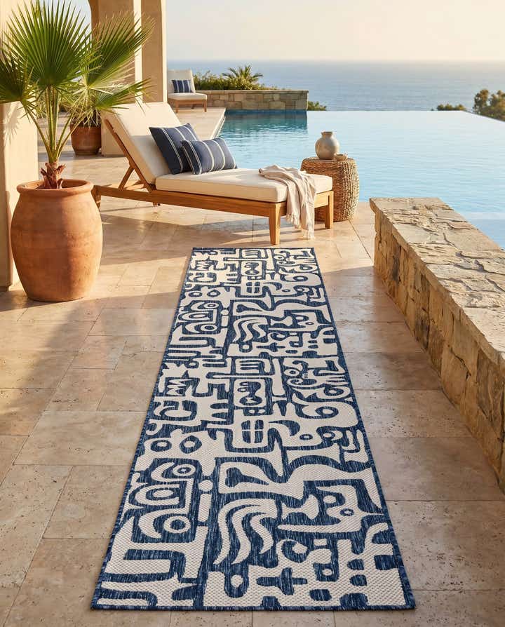 2' 7 x 12' Easy-Clean Modern Indoor / Outdoor Runner Rug