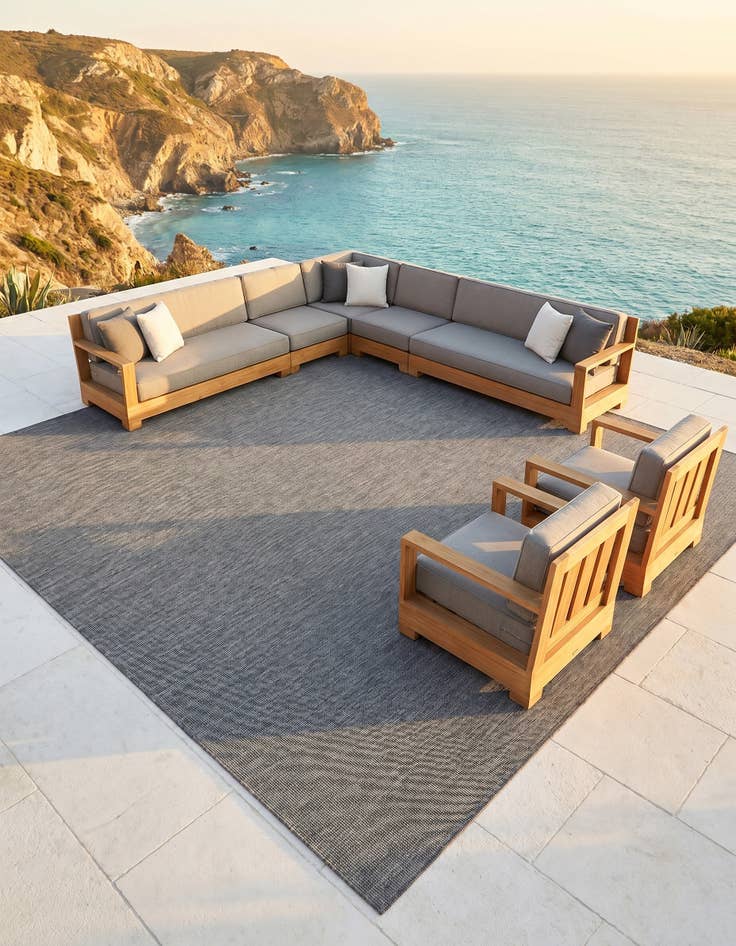 Detail image of 13' x 13' Easy-Clean Solid Indoor / Outdoor Square Rug