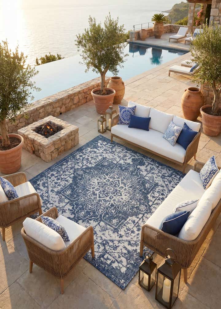 7' 10 x 7' 10 Easy-Clean Jill Zarin Dubai Indoor / Outdoor Square Rug