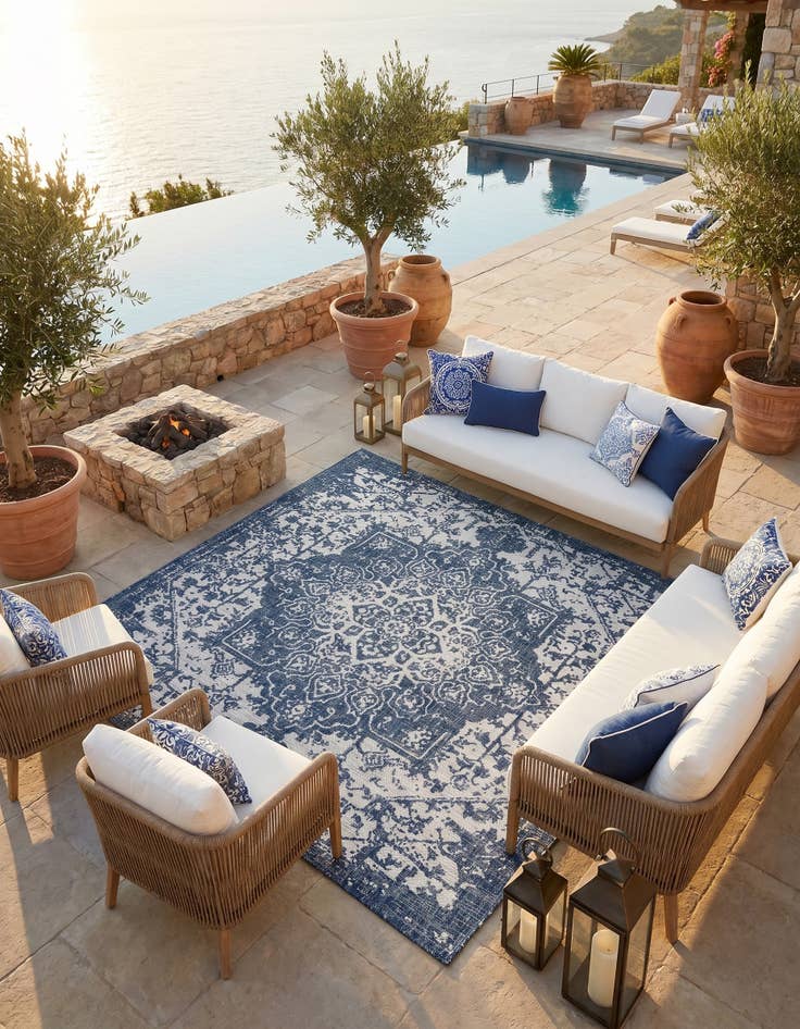 Detail image of 7' 10 x 7' 10 Easy-Clean Jill Zarin Dubai Indoor / Outdoor Square Rug