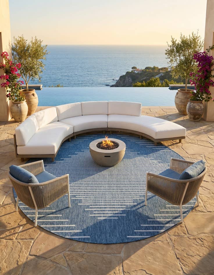 Detail image of 13' x 13' Easy-Clean Modern Indoor / Outdoor Round Rug