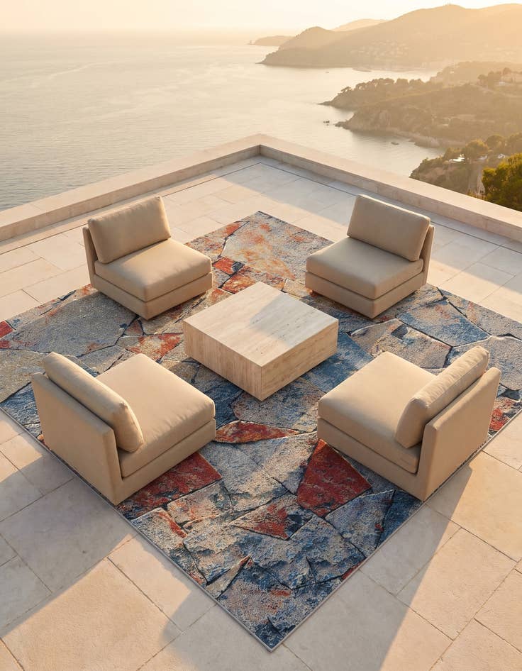 Detail image of 7' 10 x 7' 10 Easy-Clean Modern Indoor / Outdoor Square Rug