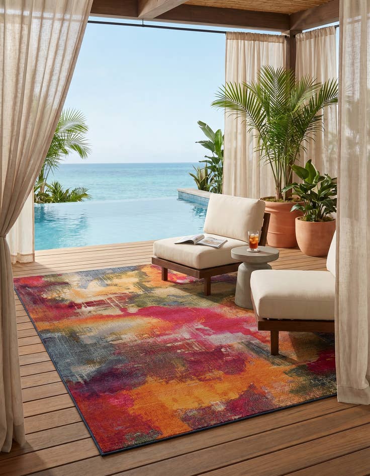 Detail image of 5' 3 x 8' Easy-Clean Modern Indoor / Outdoor Rug