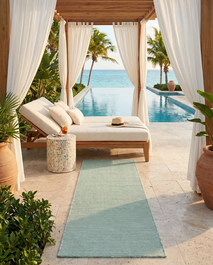 Detail image of 2' 7 x 8' Easy-Clean Jill Zarin Palm Springs Indoor / Outdoor Runner Rug