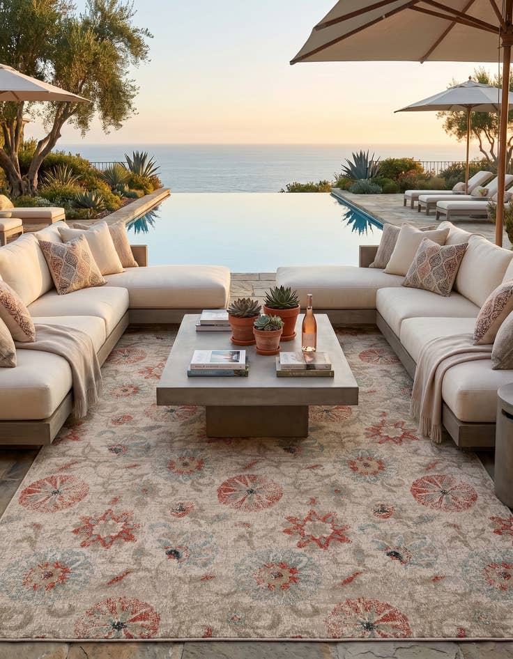 Detail image of 10' x 14' 2 Easy-Clean Botanical Indoor / Outdoor Rug