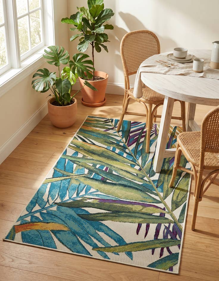 Detail image of 3' 3 x 5' 3 Easy-Clean Botanical Indoor / Outdoor Rug