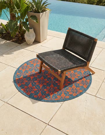 4' x 4' Easy-Clean Trellis Indoor / Outdoor Round Rug