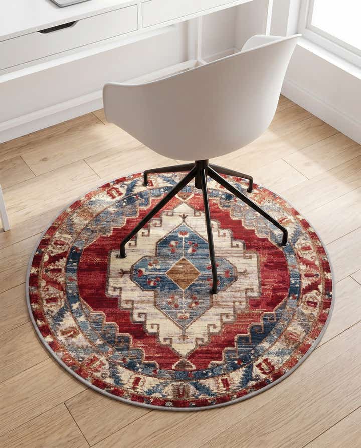3' x 3' Easy-Clean Traditional Indoor / Outdoor Round Rug