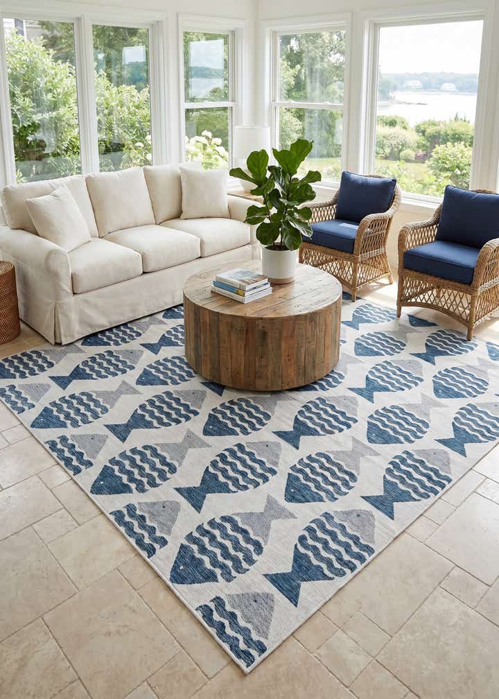 10' x 13' Easy-Clean Coastal Indoor / Outdoor Rug