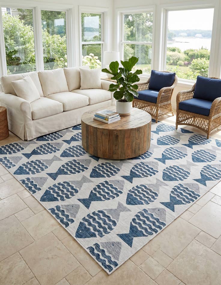 Detail image of 10' x 13' Easy-Clean Coastal Indoor / Outdoor Rug