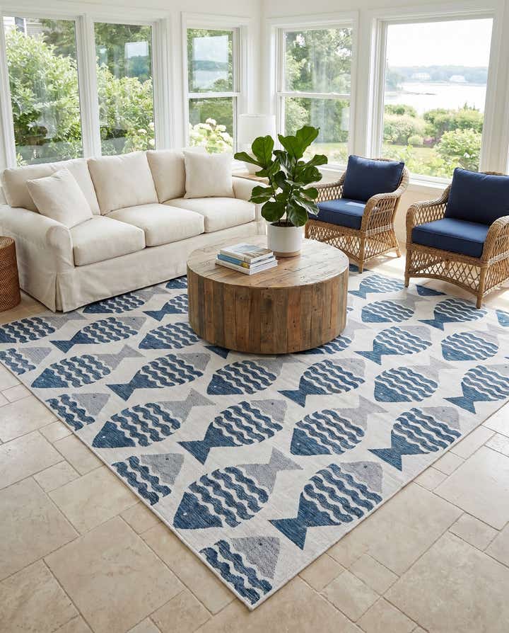 10' x 13' Easy-Clean Coastal Indoor / Outdoor Rug